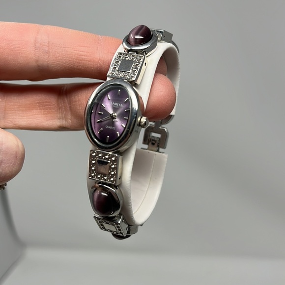 ANRIYA MILAN PURPLE OPAL COLLECTION WATCH BRACELET EARRINGS NECKLACE - Picture 4 of 12